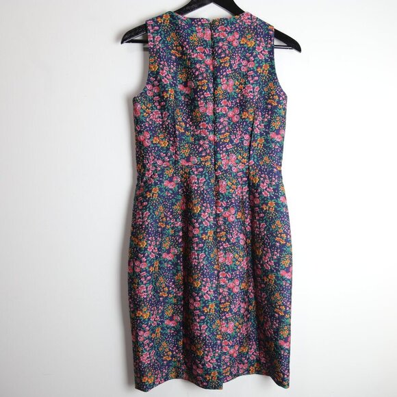 J.Crew Botanic Jacquard Sheath Dress In Mayapple Navy Green Valerie Size 4 - Picture 3 of 9